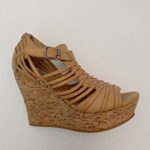 Tan wedge heels